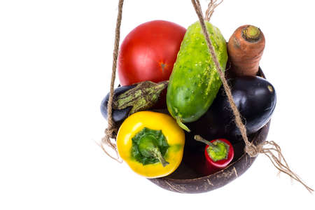 Different seasonal vegetables on white background. Studio Photo