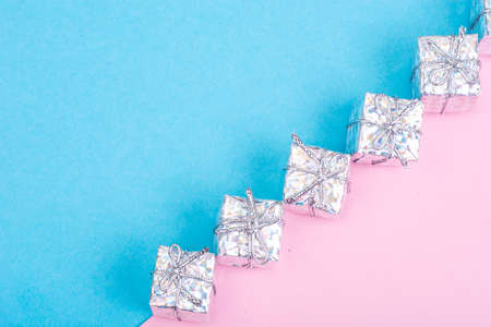 New Year and Christmas collage on pastel backgroundの写真素材