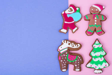 Beautiful and tasty Christmas pastries on bright backgroundの写真素材