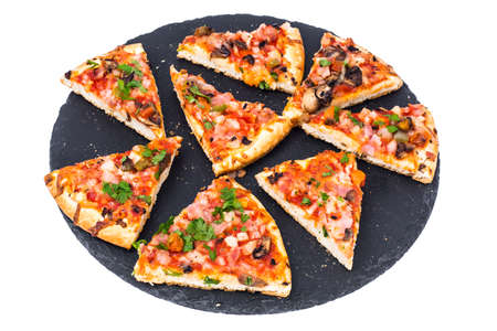 Pizza prosciutto with mushrooms and hamの写真素材