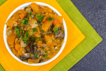 Vegetable stew with pumpkin and champignonsの写真素材