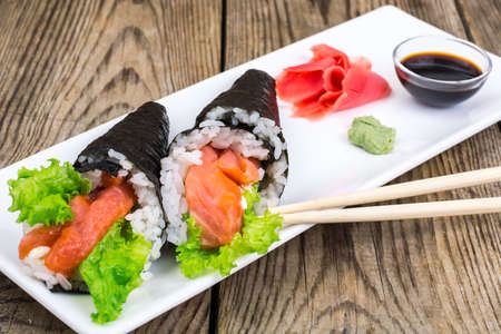 Dish Japanese cuisine on wooden table. Studio Photoの写真素材