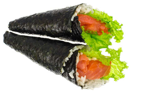 Sushi with salmon of coneの写真素材