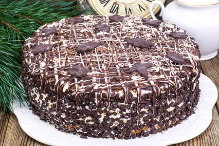 Festive homemade cake for family Christmas dinner