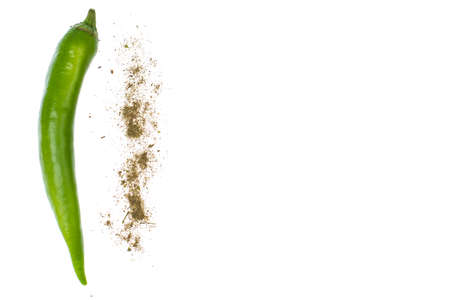 Fresh chilli peppers on white backgroundの写真素材