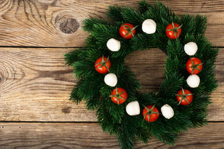 Background with fir branches for the Christmas menu, textの写真素材