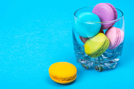 Delicate delightful delicious colored macaroons on white backgroundの写真素材