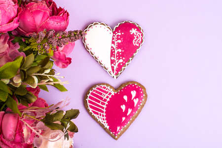 Homemade cookies for Valentines dayの写真素材