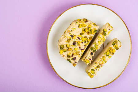 Halva with pistachios, top viewの写真素材