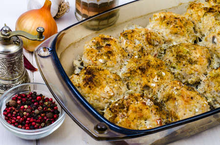 Baked in the oven meat balls. Studio Photoの写真素材