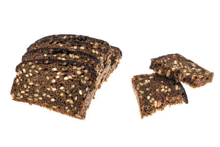Rye bread with sunflower seeds, isolated on white backgroundの写真素材