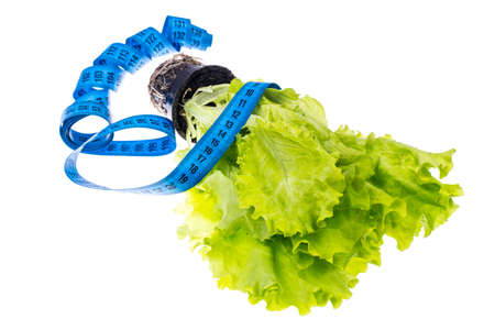 The concept of weight loss. Dietary food, green saladの写真素材