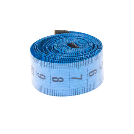 Blue measuring tape isolated on white background