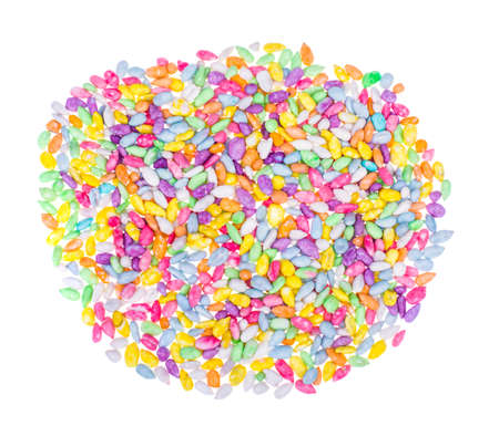 Background, texture of multi-colored small sweet dragees