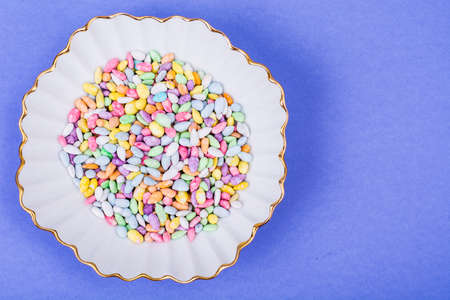 Sunflower seeds, sweet drag?es in colored sugar glazeの写真素材