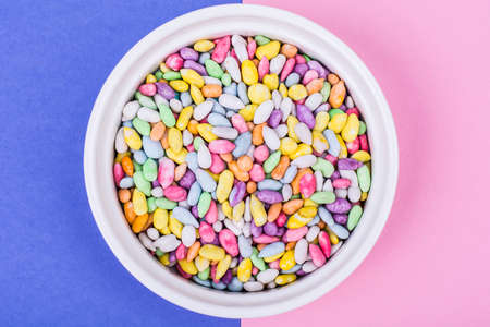 Sunflower seeds, sweet drag?es in colored sugar glazeの写真素材