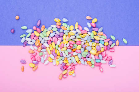 Sunflower seeds, sweet drag?es in colored sugar glazeの写真素材