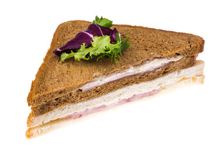 Sandwich with ham and cheese from wheat and rye breadの写真素材