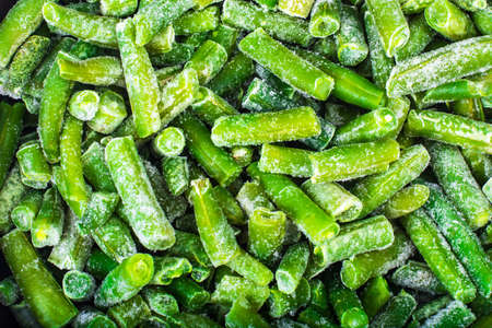 Frozen green string beansの写真素材