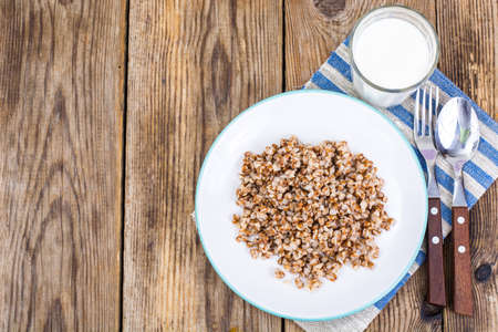 Buckwheat porridge, foods carbohydrates. Studio Photoの写真素材