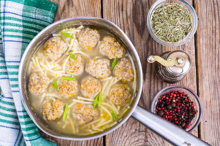 Vermicelli soup with meatballs. Studio Photoの写真素材