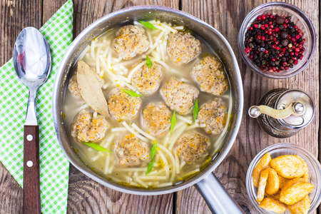 Vermicelli soup with meatballs. Studio Photoの写真素材