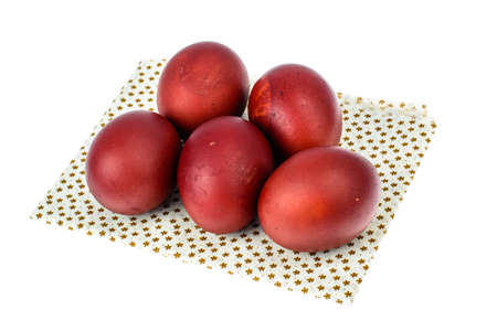 Red painted eggs as symbol of the holiday of Easterの写真素材