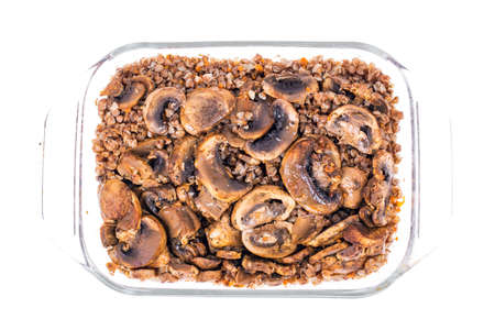 Buckwheat and mushrooms-dietary dish for fastingの写真素材