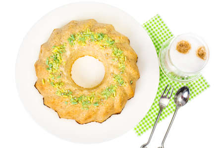 Curd pudding and cappuccino