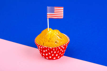 Homemade delicious cupcakes for Independence Dayの写真素材