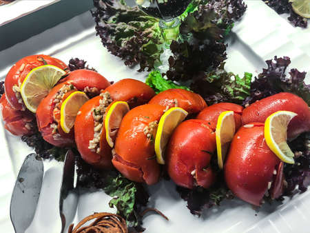 Vegetables stuffed with rice, bulgur. Studio Photoの写真素材