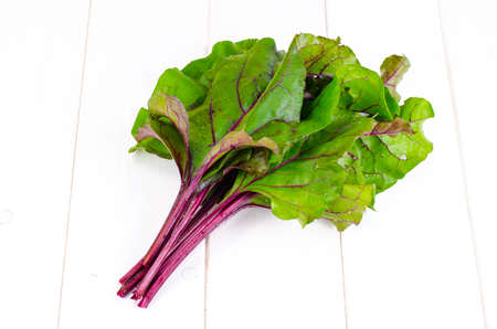 Bunch of green beet leaves.