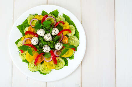 Salad with fresh vegetables and chia seedsの写真素材