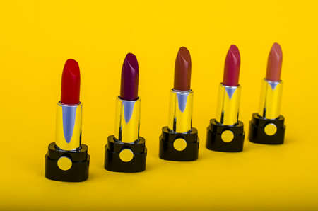 Set of lipsticks of different colors and shades for make-up. Studio Photoの写真素材