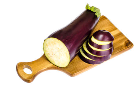 Ripe, raw, sliced eggplant slices. Studio Photoの写真素材