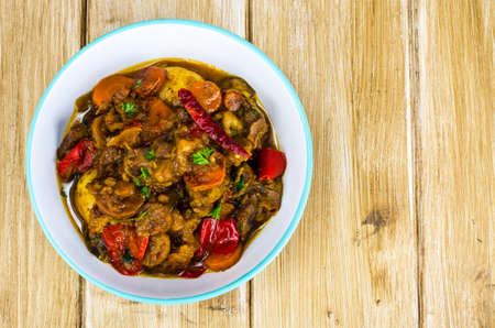 Uzbek cuisine. Fried vegetables with meatの写真素材