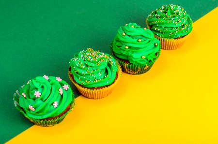 Christmas homemade muffins with whipped cream.