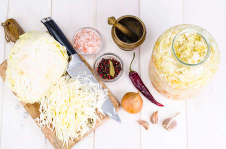 Chopped cabbage for salting. Studio Photoの写真素材