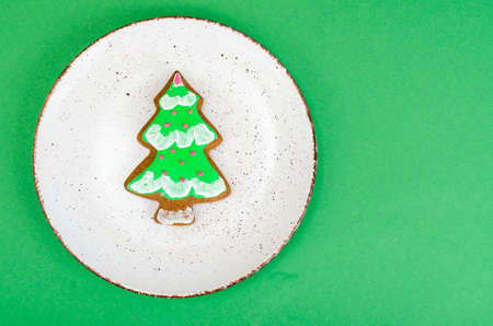 Christmas menu card on green background. Studio Photoの写真素材