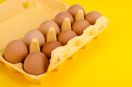 Ten eggs in carton.の写真素材