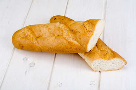 Fresh thin french baguettes.