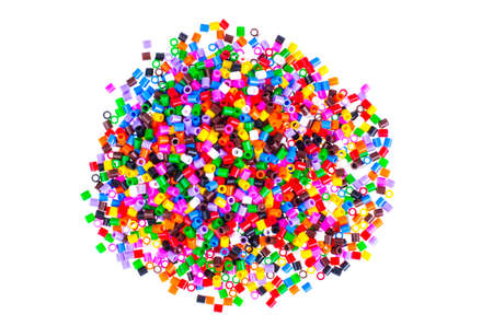 Mixed color plastic particles children's mosaic.