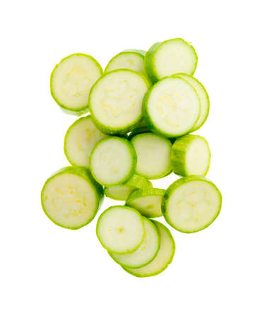 Young fresh green zucchini sliced. Studio Photoの写真素材