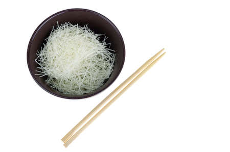 Thin dry rice noodles for cooking Asian dishes. Studio Photoの写真素材