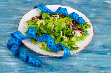 Weight loss concept, fitness menu, green saladの写真素材