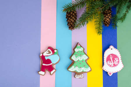 Christmas and new year baking on bright backgroundの写真素材