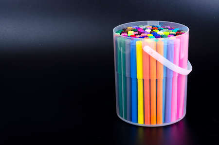 Many colored markers in package. Studio Photoの写真素材