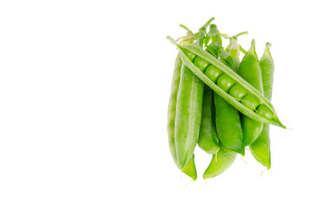 Green pea pods on white background isolated. Studio Photoの写真素材