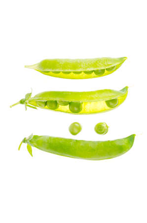 Green pea pods on white background isolated. Studio Photoの写真素材
