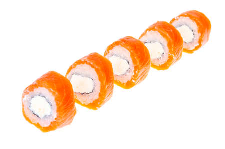 Japanese cuisine, rolls with salmon and Philadelphia cheese. Studio Photoの写真素材